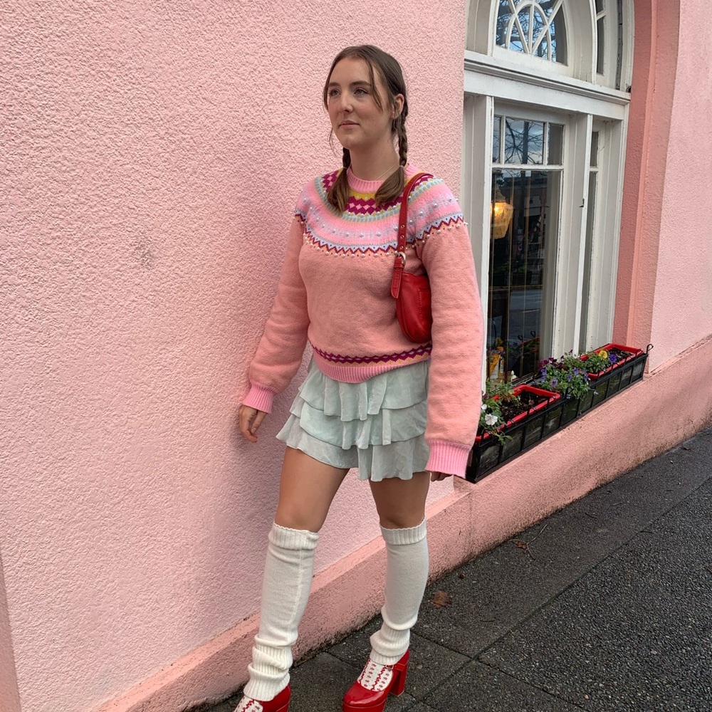 LoveShackFancy Pink Knit Sweater